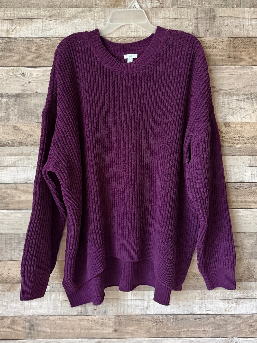 Dip Purple Chunky Ribbed Knit Oversized Hi-Low Sweater 2X NWT - Picture 2 of 16